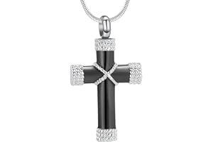 Minicremation Rope Winding Cross Cremation Ashes Cremation Jewelry for Ashes Cross Memorial Urn Necklace Pendant Keepsake Religious Cross Ashes Jewelry (Silver-A)