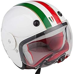Initial Casque de Moto pour Enfants Demi - avec Pare-Soleil, matériau Composite en Fibre de Carbone Kevlar Certification Dot Anti-Collision Efficace,White,M