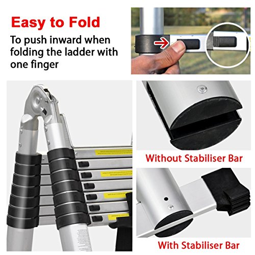 4,4 m Doppel Teleskop Leiter vielseitig zusammenklappbar ausziehbar tragbar Mehrzweck-Leiter für alle Bedürfnisse Ihres DIY - 3