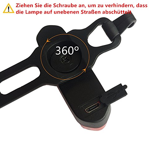Awnic USB Wiederaufladbar Fahrrad Rücklicht LED Fahrradlicht 240° Sichtbar 16 Rote COB LED Bis zu 10h 4 Modi Memory-Funktion Wasserdicht Geeignet für Helm und Fahrrad, etc - 5