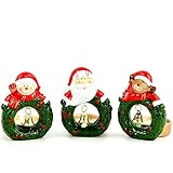 Mopec Portavelas con Campanita y Vela de Santa, Nieve y Reno, Cerámica, Verde, 6x6x8.5 cm, 6 Unidades