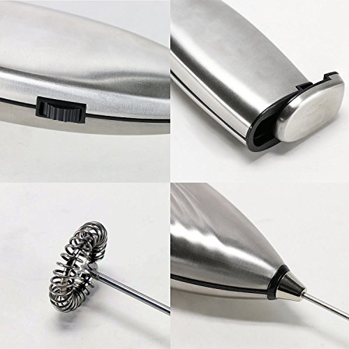 Evertop Milchaufschäumer kaltes und warmes Aufschäumen, schnelle Schaumherstellung Batteriebetriebene Milchaufschäumer 30 Minuten Arbeitszeit durch 2 pcs AA Batterie. - 5