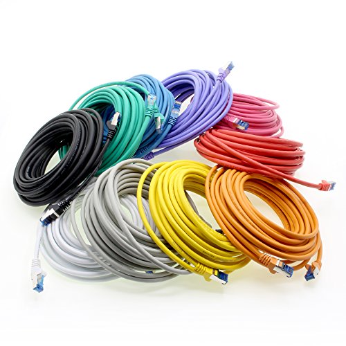 3m – CAT6a – Netzwerkkabel SET | 10 – Farben | CAT 6a | SFTP | S/FTP |doppelt geschirmt | PIMF | 500 MHz | kompatibel zu CAT 5 / CAT 6 / CAT 7 / DSL / Internet | 10/100/1000/10000Mbit/s | für Switch, Router, Modem, Patchpannel, Access Point, Patchfelder, X-Box, Spielkonsole, Smart TV - 5