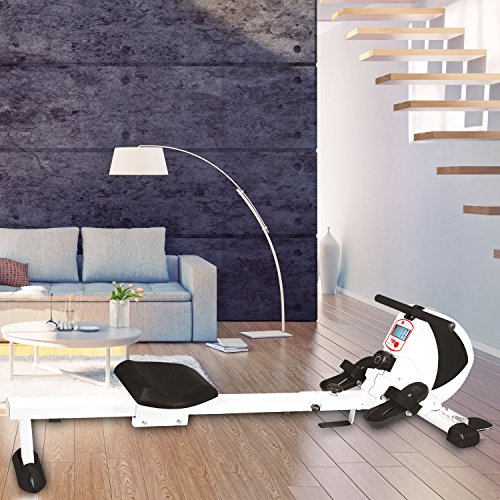 AsVIVA RA8 Rower Cardio Viii Inkl.Fitnesscomputer und Pulsempfänger mit 10kg Schwungmasse Sowie 8 Manuellen Widerstandsstufen und Klappbar Rudergerät, Weiß/Schwarz, One Size - 3