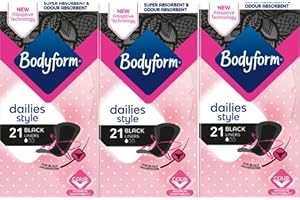 GENERIC BF Black Normal Panty Liners, 3 Packs of 21, 63 Total Liners, Comfortable, Discreet Protection, Breathable, Daily Freshness, Secure Fit, Odour Control, Soft and Flexible