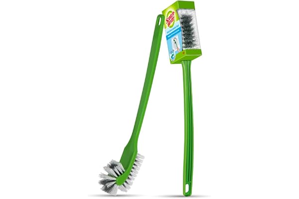 Scotch-Brite Double Sided Toilet Brush with long handle, cleans inside the rim, Easy to hang, suitable for indian and western toilet (Green Pack Of 1)