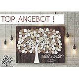 70x50 cm, Leinwanddruck-Gästebuch, Hochzeitsbaum, Wedding Tree, Rustikales Gästebuch, Leinwanddruck - Baum, Keilrahmen und Holz Motiv