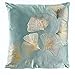 Produktbild Invicta Interior Elegantes Samtkissen 40x40cm Mint mit goldenen Blätter Samt Kissen Wohnaccessoire Zierkissen mit Ginkgoblätter Dekokissen Accessoire