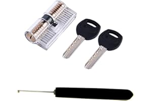 Loboo Idea Cilindro de cerradura transparente Practice AB KABA con gancho profesional para cerrajeros principiantes y profesionales