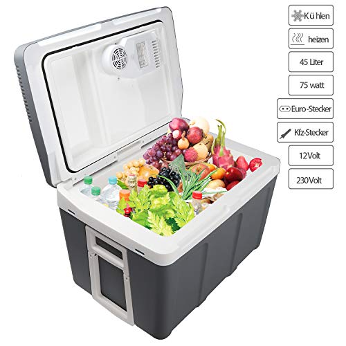 Hengda 45 Liter Kühlbox, WÄRMT und KÜHLT, tragbare thermo-Elektrische Kühlbox 12 V und 230 V, Mini-Kühlschrank für Auto, Lkw, Camping, Steckdose Energieklasse - 5