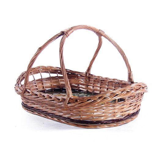 Weidentablett mit Bügel Tablett Tablettkorb Korbtablett Weide Serviertablett (62x38x33cm)