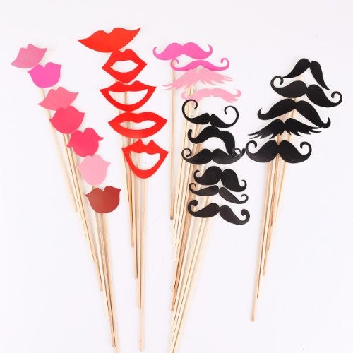 *Versand aus Deutschland* 51 Tlg. Party Foto Verkleidung Schnurrbart Lippen Brille Hüten Photo Booth Props Set Hochzeit Partymitbringsel - 4