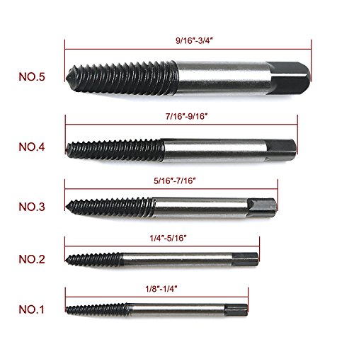 LESOLEIL Schraubenausdreher Screw Extractor Out Remover Stiftschraube Werkzeug 5 Pcs - 3