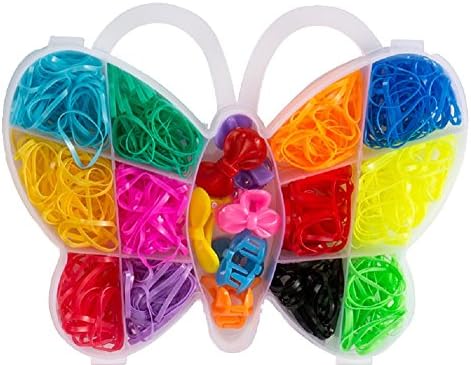 JUZIPI DIY Hold Your Hair or Your Daughter Hair 400 Rubber Bands Set with 6 Hair Clips For Baby Girls(12 Rainbow Colors)