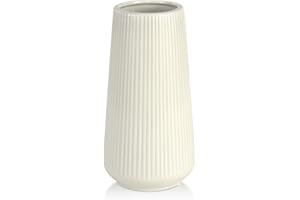 VASE BEIGE Keramik Vase, GUKJOB Blumenvase Keramik Vasen für Blumen, Dekorative Vasen für Pampasgras Deko, Modern Kleine Vase für Home Wohnzimmer Esstisch Bauernhaus Büro Dekor