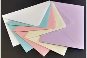 CANDY RUSH 25 7x5 Pastel Coloured Envelopes (133x184mm - 5" 1/4 x 7 1/4) Pink, Blue, Ivory, Lilac, White - for Greetings Card Crafts & Party Invitations - Packed by The CandyRushTM Charity