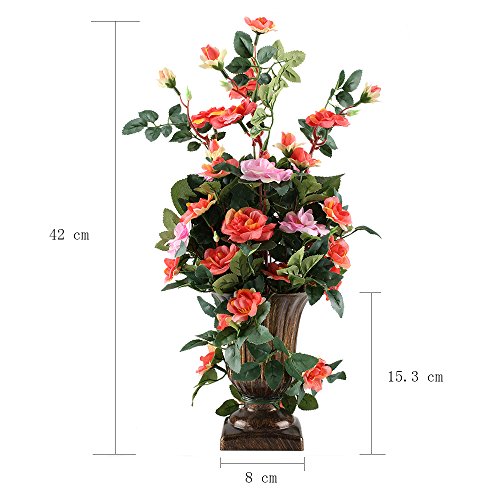 MIHOUNION Künstliche Blumen Rose Bush Bonsai Natürliche Seide Blumen Gestecke Haus Küche Tisch Dekor Hochzeit Regalen Farbkombination Blüten - 7