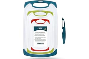 SKERITO Chopping Board Set, BPA Free Plastic Kitchen Cutting Boards with Non-Slip Feet and Deep Drip Juice Groove