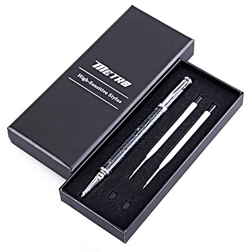 METRO 2 in 1 Eingabestift Touchstift Stylus für Tablet iPad iPhone Samsung Galaxy Tab mit 2x Kugelschreiber,2x extra Ersatzspitzen (Schwarz) - 5