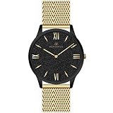 Mendozza Armbanduhr | Unisex | Analog | Edelstahlarmband | Black Sand Collection | Schwarz/Gold | MW-GG0404H-GM