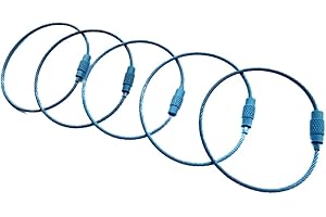 RATASK Stainless Steel Screw Locking Wire Cable Key Rings Accessory, Wire Keyrings, Cable Loop/Hoop for Luggage Tag, Keys and ID Tag Keepers - (Blue)