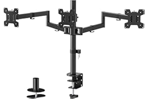 WALI Triple Monitor Arm for Screen Up to 27 Inch, Articulating Triple Monitor Stand, Fully Adjustable Horizontal 3 Monitors Stand with Tilt Swivel Rotate, VESA 75 & 100mm, Black (M003S)