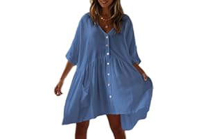 Bsubseach Damski strój kąpielowy na co dzień bikini okrycie bluzki plaża tunika sukienka