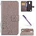 Produktbild LG K10 2017 Hülle Silikon,LG K10 2017 Hülle Leder,LG K10 2017 Hülle Schutzhülle,EMAXELERS LG K10 2017 Hülle Flip Case Wallet Leder,LG K10 2017 Hülle Blumen,LG K10 2017 Hülle Brieftasche,LG K10 2017 Hülle Mädchen Elegant Retro Lucky Blumen Clover Muster PU Leder Ledercase Flip Tasche Wallet Schutzhülle Etui Tasche Handytasche Hülle für LG K10 2017 mit Stand Funktion und Kartenfächer,Gray Clover