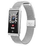 SHshou-L Fitness-Tracker, Farbbildschirm Smart Armband 24-Stunden-Herzfrequenz-Überwachung Ip68 Wasserdichtes Schwimmen Schrittzähler Uhr,Silver