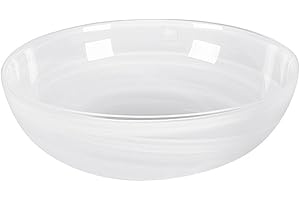 LEONARDO HOME Alabastro Glas-Schale, tiefer Design-Teller aus Glas, handgefertigte Deko-Schale in weiß, 9 x 28 x 28 cm (HxBxT), 031128