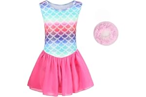 Cucudy Gymnastics Leotards for Girls Gradient rainbow Color Sparkle Dance Leotard Sleeveless Dancewear Girls Leotards Athletic Ballet Dance Dress Kids 3 4 5 6 7 8 9 10 11 12 Years