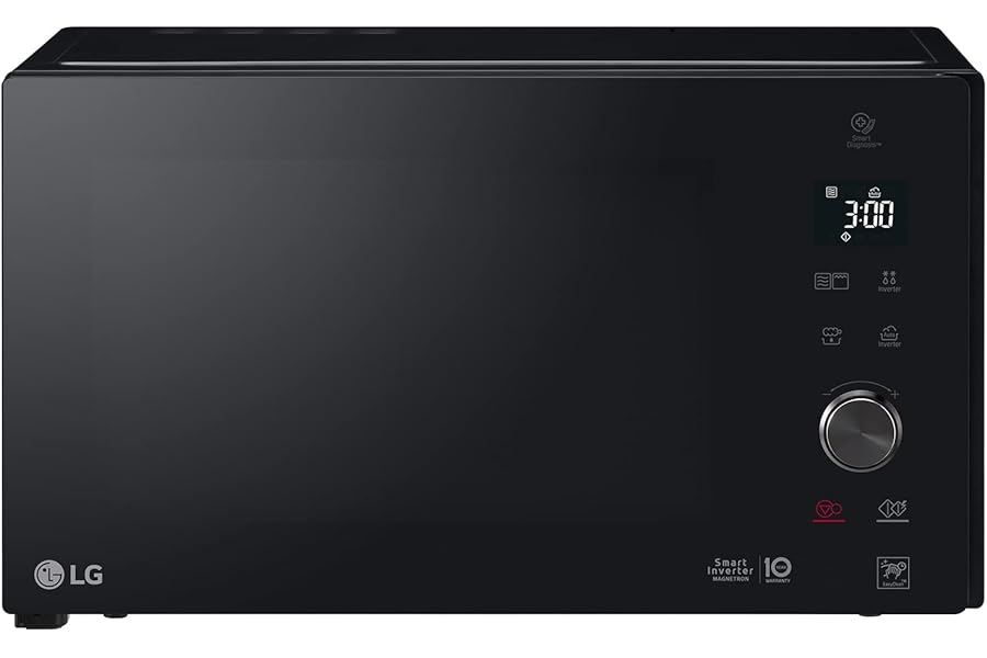 LG MH7265DPS Smart Inverter Microwave Oven with Quartz Grill, 32 Litres, 1200 W, Automatic Programmes, Adjustable Power Levels, Crispy Microwave Plate Included – Black 30.7 x 54.4 x 44.2 cm