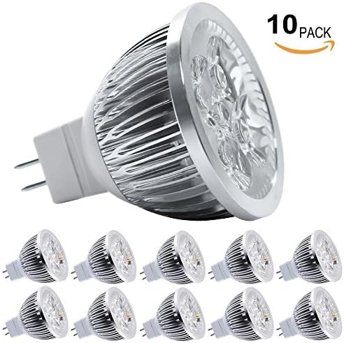 AcenX(TM) LED MR16 Spotlight DV 12V 4W (440 Lumen - 50 Watt Equivalent) 7000K Cool 45 Degree Beam angle with 10Pcs(Cool White)