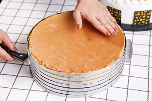 Somine Edelstahl verstellbare Tortenbodenteiler Scalable Kuchenring Schicht Kuchen Slicer von 23cm bis 30cm im Durchmesser- Für Kuchen, Mousse, Gebäck - 4