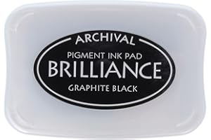 GARY M. BURLIN & CO. Tsukineko Brilliance Stempelkissen - Schwarz, Graphite Black - Groß - Beständig Gegen Ausbleichen, Deckend, Wasserfest - Embossing