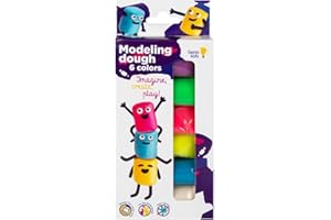 Genio Kids Pongo per Bambini Set di 6 Pezzi di Morbida Pasta Modellabile per 2 3 4 Anni - Plastilina, Composizione Naturale, Non Tossica, Asciuga Nell'Aria - Back to School - Produzione EU
