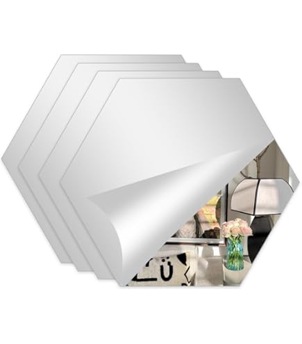 30 Miroirs Autocollants Hexagonaux 12,5cm – Miroir Mural