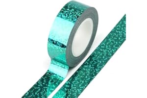 Syntego Cinta adhesiva decorativa decorativa con efecto de purpurina holográfica de 15 mm x 5 m (turquesa)