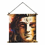 YaYa cafe Meditating Shiv Wall Hanging Scroll Canvas (18 x 18 inches, Synthetic, Multicolour)