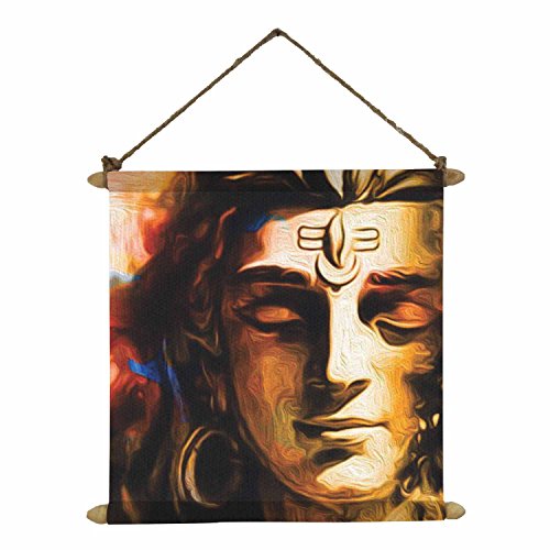 YaYa cafe Meditating Shiv Wall Hanging Scroll Canvas (18 x 18 inches, Synthetic, Multicolour)