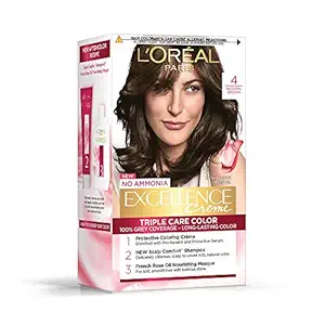 LOreal Paris Excellence Creme Hair Color, 4 Natural Brown/Natural Dark Brown, 72ml+100g
