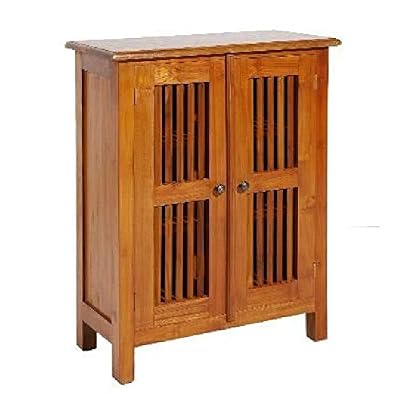MACABANE Nomades Design 500670 Meuble avec 2 Portes persiennes Teck 30 x 60 x 80 cm