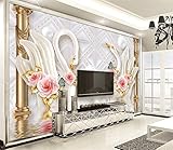 Goldene Fernsehhintergrundwand Der Schwan-3D Dekorative Malerei, 430Cmx300Cm