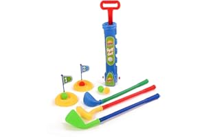 GUARANTEED4LESS Kids Golf Club Set Garden Plastic Toy Cart Caddy Balls Bag Summer Beach Outdoor