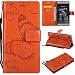 Produktbild Huawei P8 Hülle, Conber Lederhülle Handyhülle mit [Kostenlose Schutzfolie], PU Tasche Leder Flip Case Cover Emboss 3D Schmetterling Schutzhülle für Huawei P8 - Orange