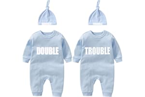 culbutomind Body pour bébé jumeaux double problème nouveau-né unisexe barboteuse mignonne tenue avec chapeau