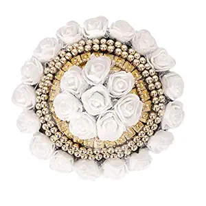 Honbon Artificial Juda Hair Accessories For Women and Girls, White, Medium