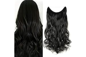 ‎SILK-CO Silk-co Haarverlängerung mit Gummiband, Einstellbar Secrets Haarteil Synthetik, Extensions mit Schnur unsichtbar, Gewellt Extensions für Frauen, Schwarz, 60cm