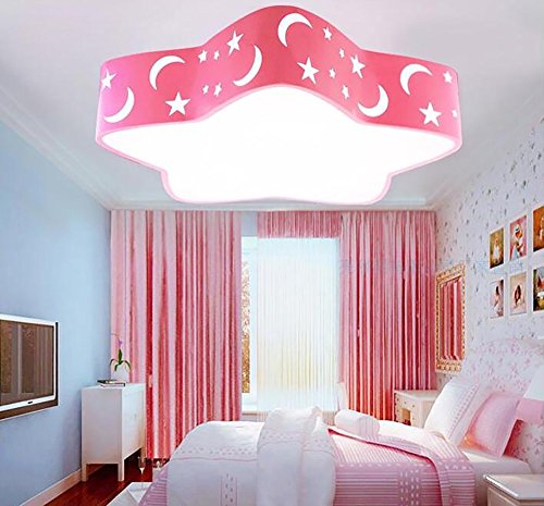 NAUY- Fünfzackigen Stern Kinderzimmer Decke Jungen-Raum-Ideen nette Karikatur-Sterne-Mädchen-Schlafzimmer-LED-Lampen ( größe : Pink 38cm LED 18w White Light ) - 4