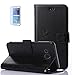 Produktbild Samsung Galaxy J5(2016)/J510F Hülle mit Panzerglas,Original Flip Bookstyle Cover Wasserdicht Shockproof Anti Slip Leather Case,Schmetterling Dual Print Muster Pattern PU Wallet Tasche mit Intern Karte Schlitz,Anti-Sturz Stoßfest Abdeckung Entwurf Stoßdämpfend Triangle Hemming Schutzhülle,Magnetic Closure Wallet Case mit Standfunktion für Samsung Galaxy J5(2016)/J510F/J5(2016)Duos 5.2Zoll-[schwarz]+Panzerglas/Schutzfolie/Displayschutzfolie